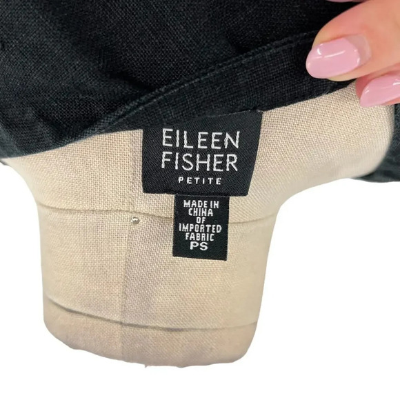 Eileen Fisher Irish Linen Sleeveless Tank Dress Black Size Petite Small PS - Picture 7 of 9